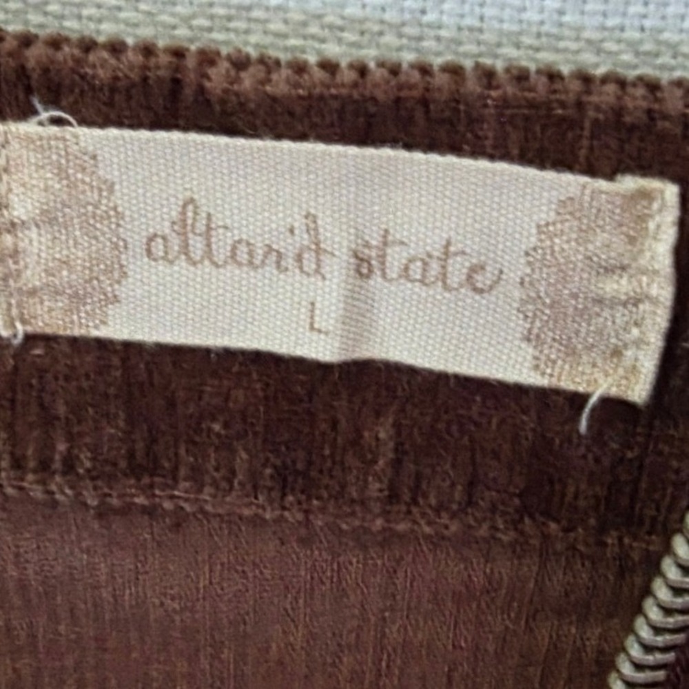 Altar'd State Chocolate Brown Utility Corduroy Mini-Skirt Large Retro Fall Zip - Picture 5 of 8